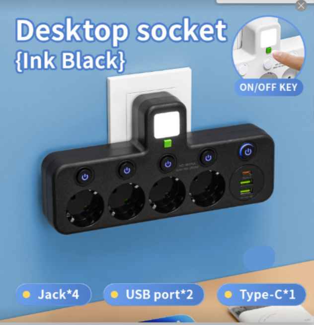 Wandcontactdoos | Individueel schakelbare stopcontacten | USB oplaadpoorten | WallCharge