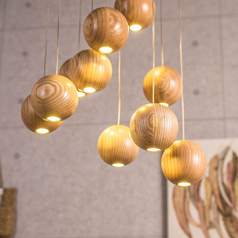 Houten Bol Pendellicht | Modern Natuurlijk Ontwerp
