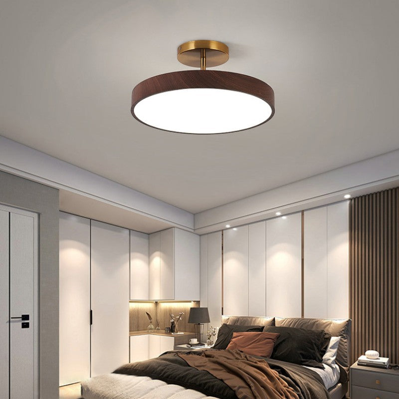 Japanse Houten Ronde LED Semi-Flush Mount Plafondlamp