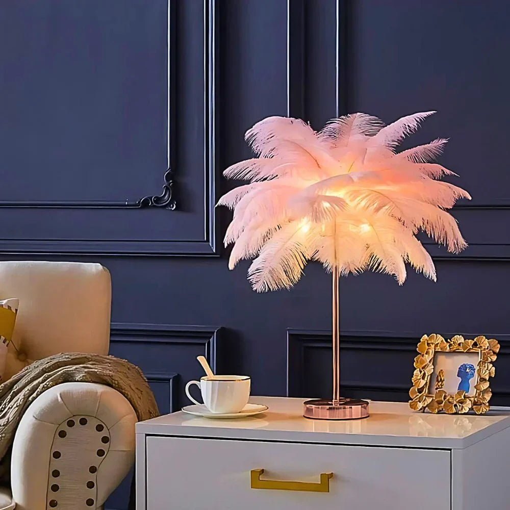 Veer Tafel Lamp met Metalen Stang en Ronde Basis
