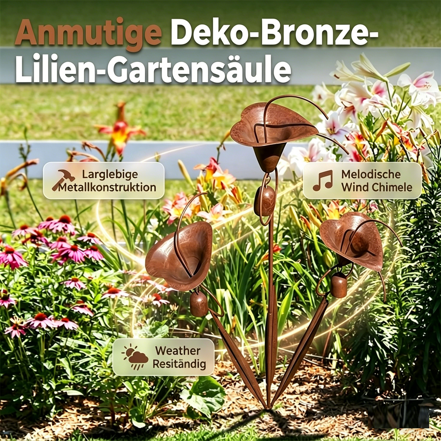 CallaChime™ | Handgemaakte Tuinstok met Klankspeel