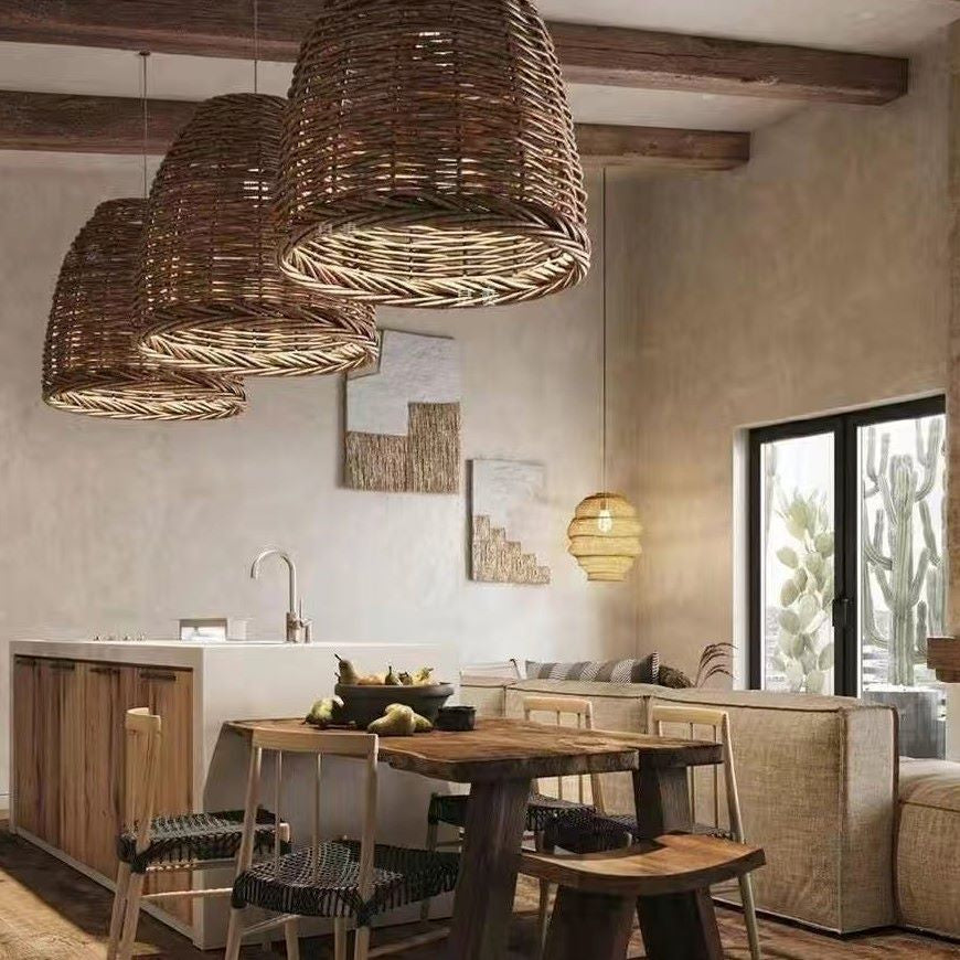 Ritta Hanglamp LED Vintage Rotan Woonkamer/Slaapkamer