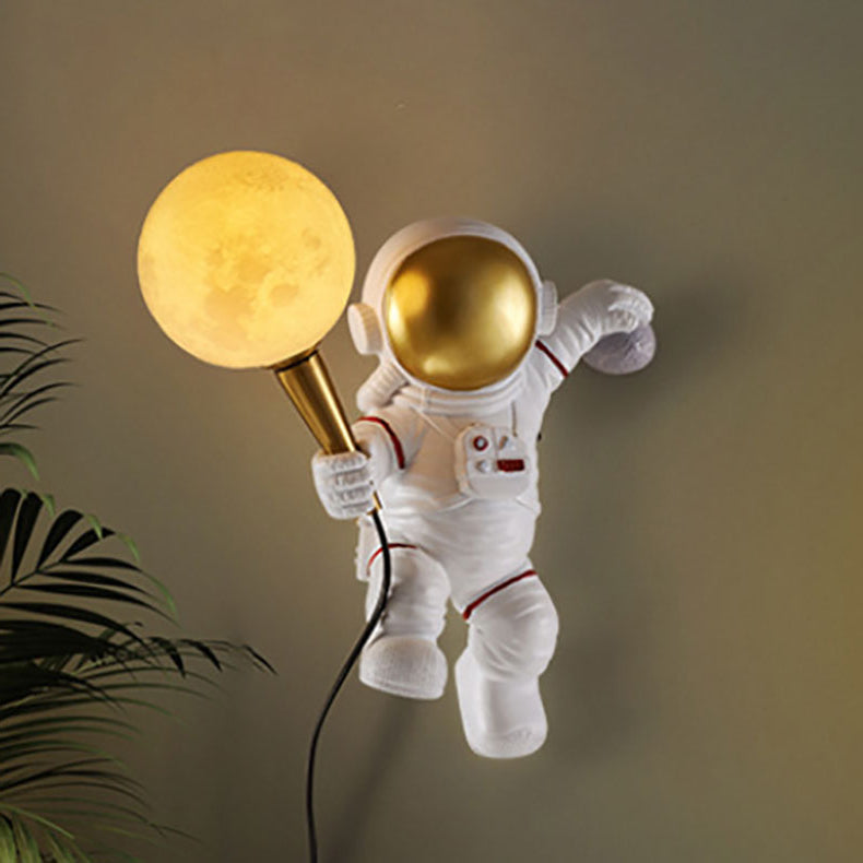 Brehn | CosmoBuddy Astronaut Wandlamp | Creatief Ontwerp | Hars & ABS | LED Slaapkamerlicht