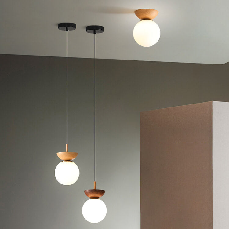 Glazen Bol Plafondlamp | Houtnerf Design