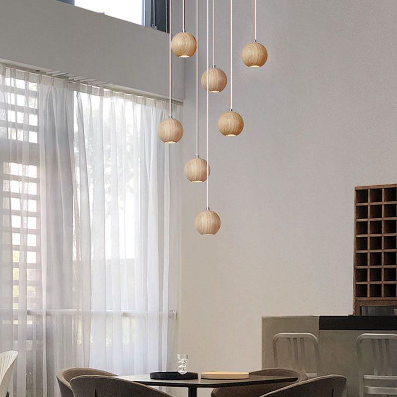 Houten Bol Pendellicht | Modern Natuurlijk Ontwerp