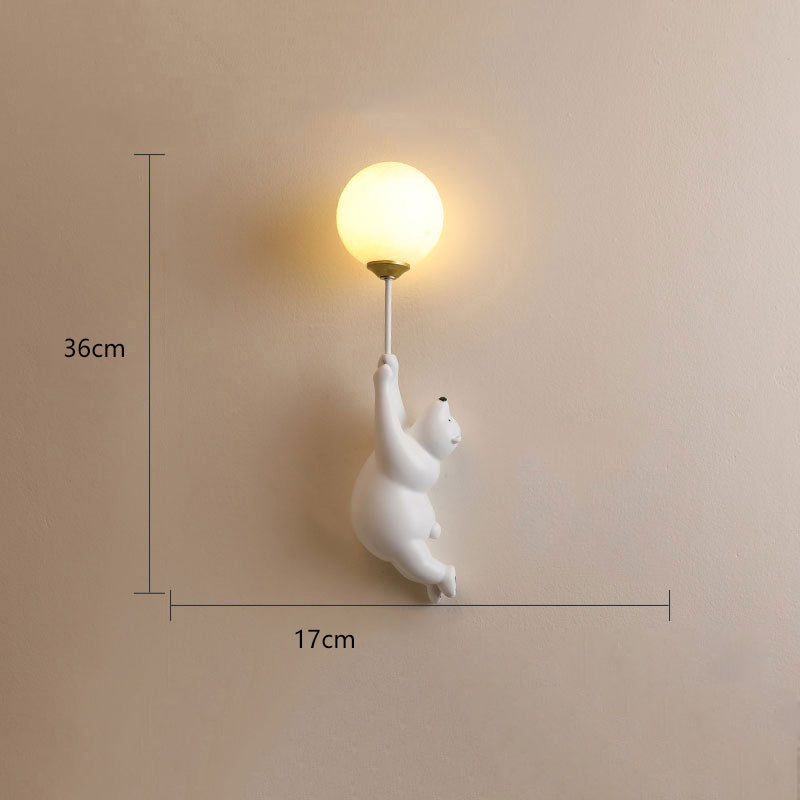 Bear Balloon Wandlamp Dierlijk Modern. Wit/Blauw/Roze. Woonkamer