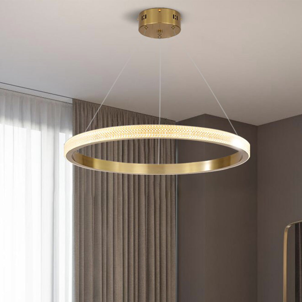 Kristy Moderne Ring Metaal/Acrylaat LED Hanglamp, Zwart/Goud