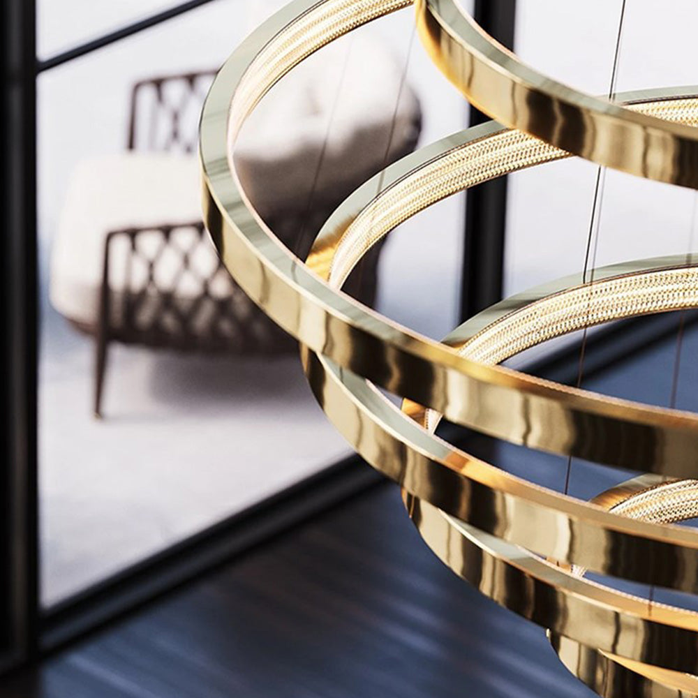 Kristy Moderne Ring Metaal/Acrylaat LED Hanglamp, Zwart/Goud