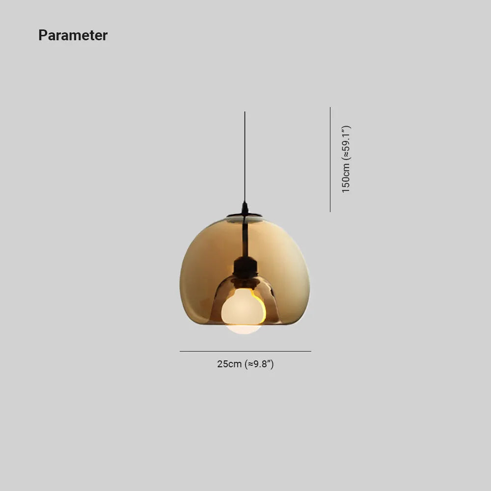 Juni Globe Glazen Hanglamp, Amber/Rookgrijs