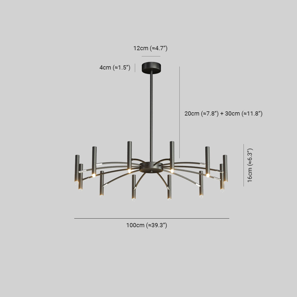 Arisha Moderne Geblazen Lineaire Metaal Meerdere Hoofd Chandeliers