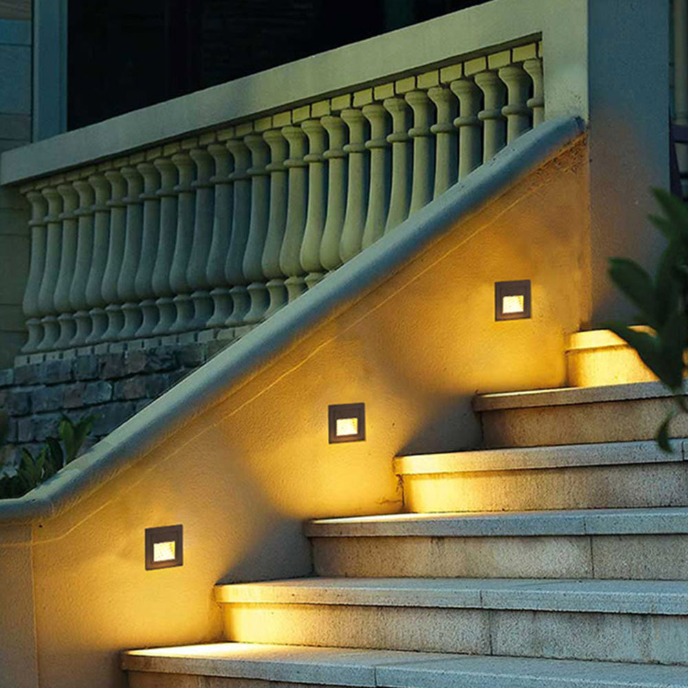 Ray Moderne Metalen Vierkante Buiten Deck/Stap Lamp, Zwart