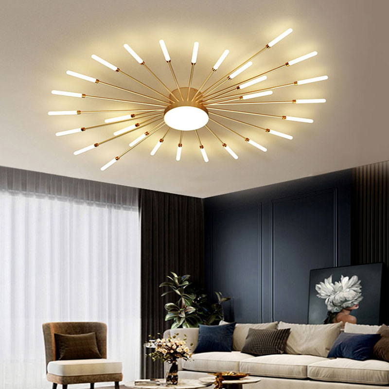 Wesley Plafondlamp Vuurwerk Lineair Modern Zwart/Goud