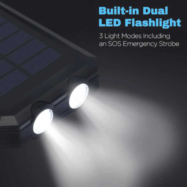 Zonnebatterij van 10.000mAh – Noodvoeding, Regen of Zon