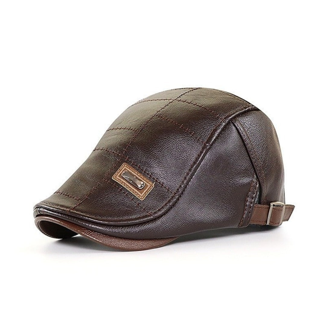 FlatCap - Retro mannen leren baret hoed