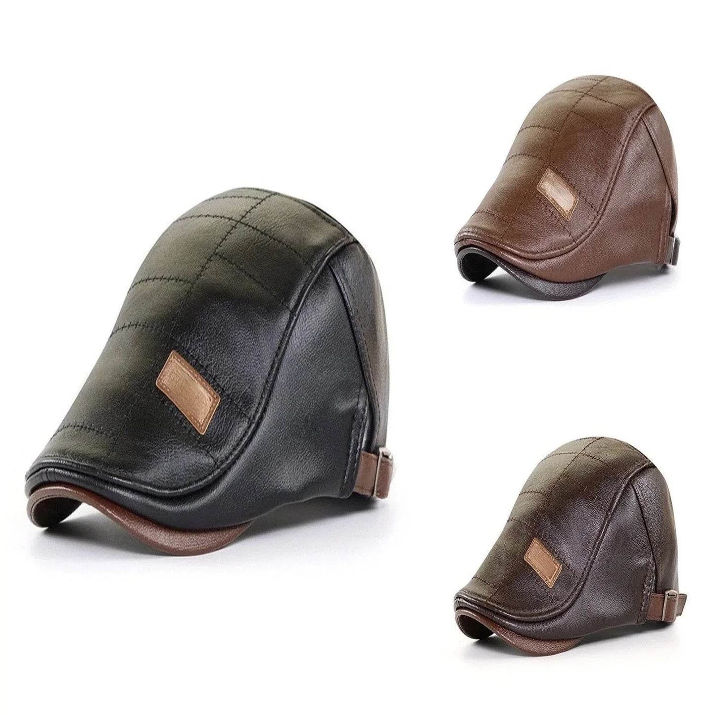 FlatCap - Retro mannen leren baret hoed
