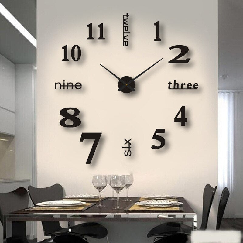 Luminor Moderne Zwarte Wandklok Met Kwarts Beweging