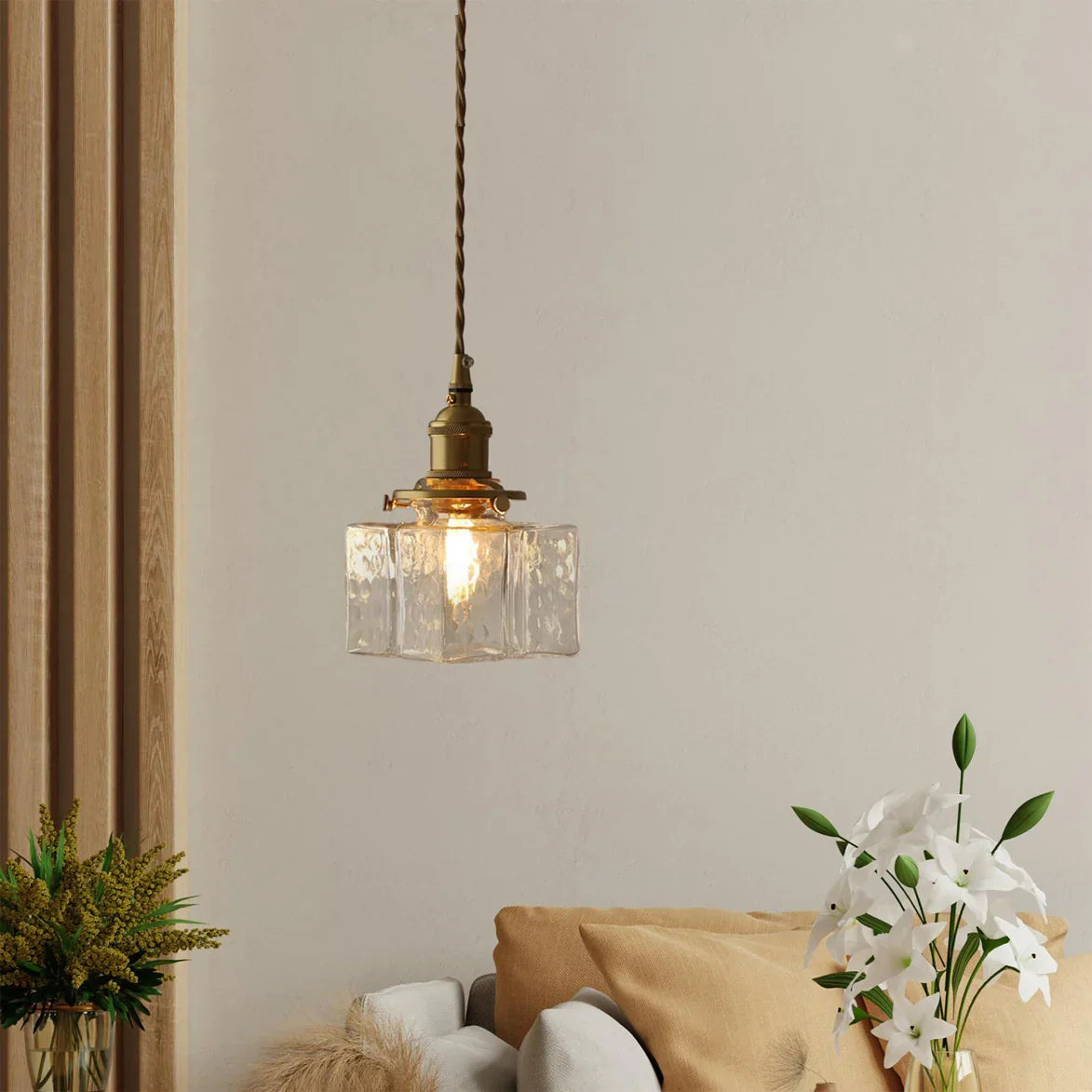 Jewel Messing Vintage Glas Hanglamp