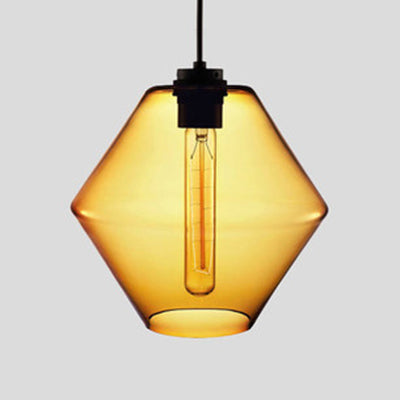 Cilindrische Hanglamp Simplicity Glas 1 Licht Roze/Geel/Blauw Hangende Plafondlamp