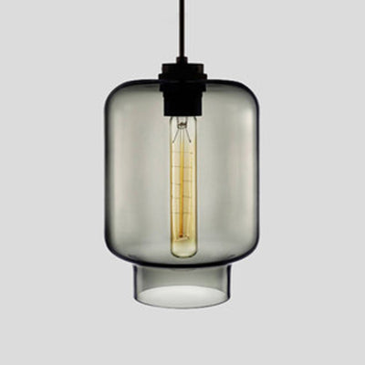 Cilindrische Hanglamp Simplicity Glas 1 Licht Roze/Geel/Blauw Hangende Plafondlamp