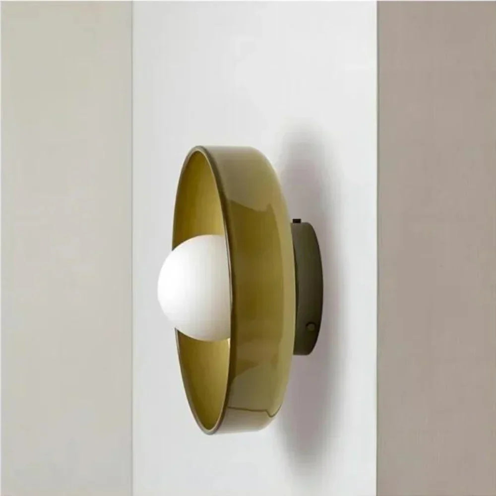 Glazen Schijf Plafond- en Wandlamp met Centrale Globe