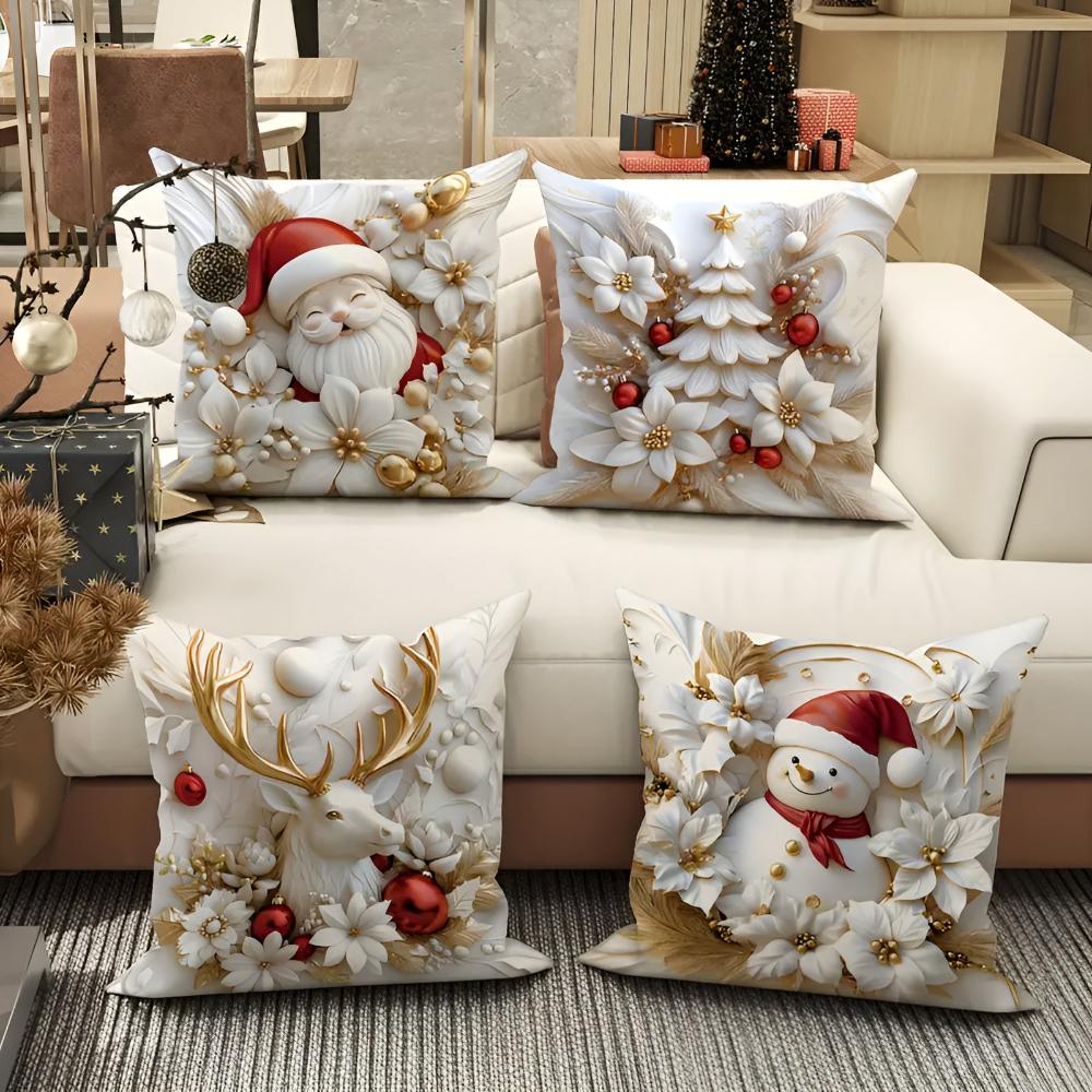 Kerst Charm Velours Kussenhoezen | Set van 4