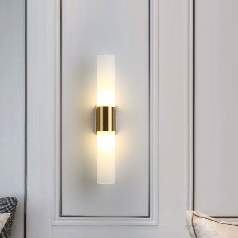 Arisha Moderne Dubbele Koperen Metalen Glazen Wandlamp, Zwart/Goud