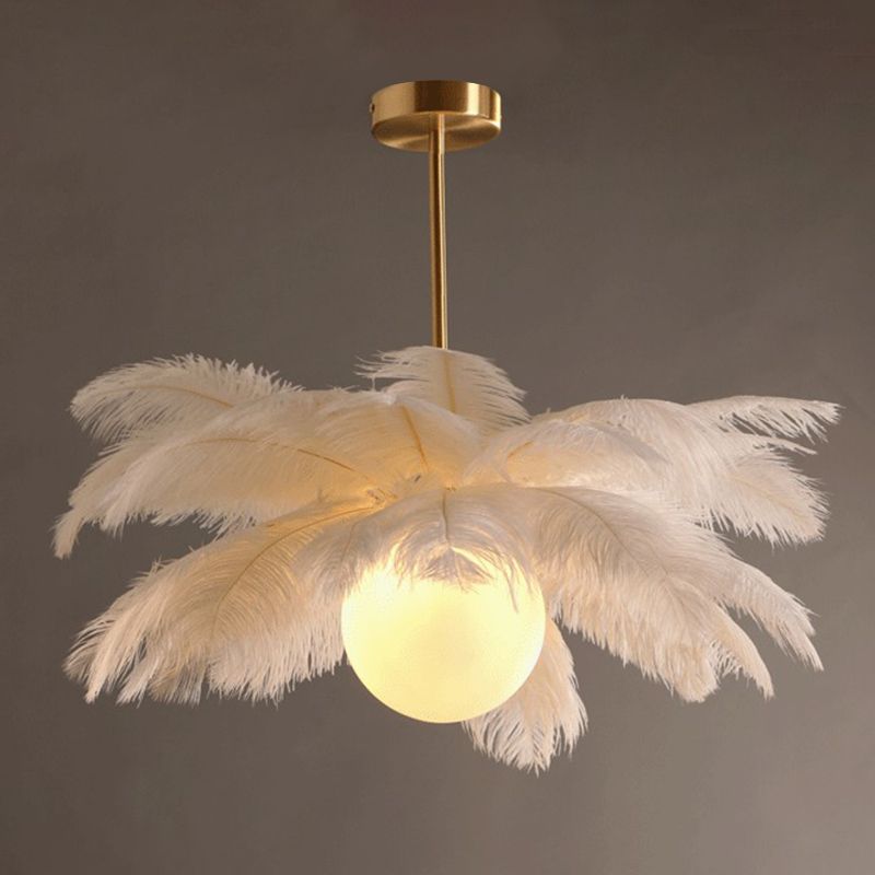 O'Moore Struisvogel Hedendaagse Elegante Veer Kroonluchter, Wit