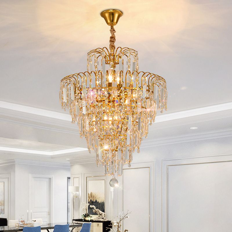 Kristy Luxe 5 Lagen Tassel Crystal Gouden Kandelaar