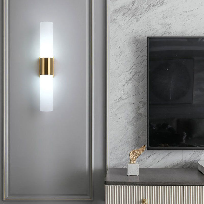 Arisha Moderne Dubbele Koperen Metalen Glazen Wandlamp, Zwart/Goud