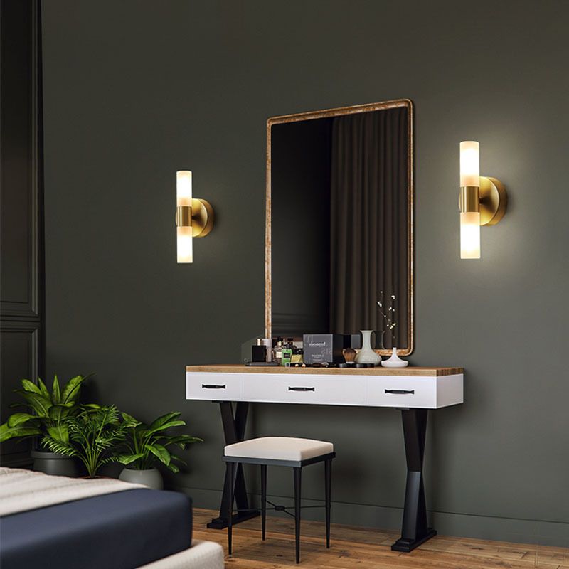 Arisha Moderne Cilindrische Metalen LED Wandlamp, Goud