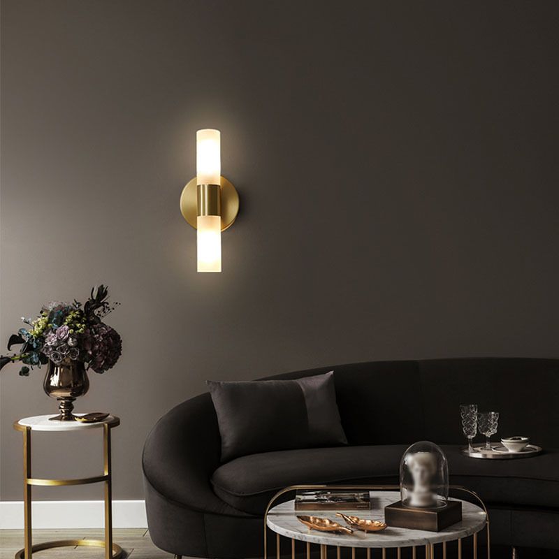 Arisha Moderne Cilindrische Metalen LED Wandlamp, Goud