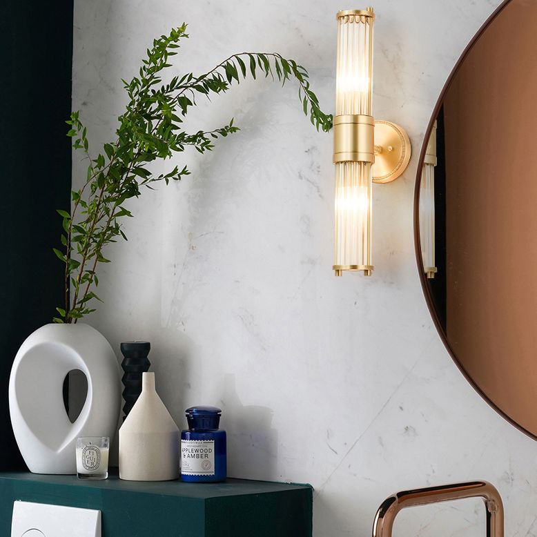 Kristy Amerikaanse Cilindrische Elegante Gouden Glas/Metaal Vanity Wandlamp