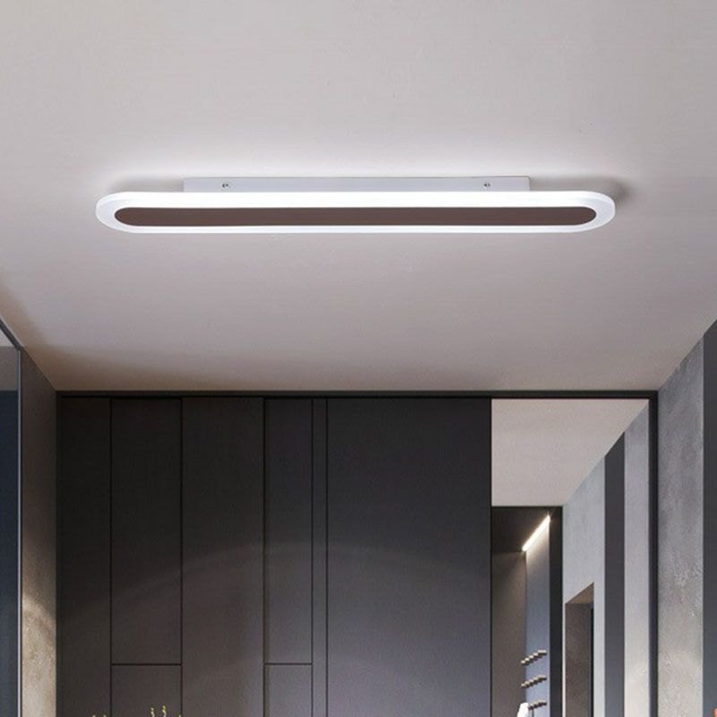 Arisha Minimalistische Ovale Lineaire Plafondlamp, Wit/Koffie