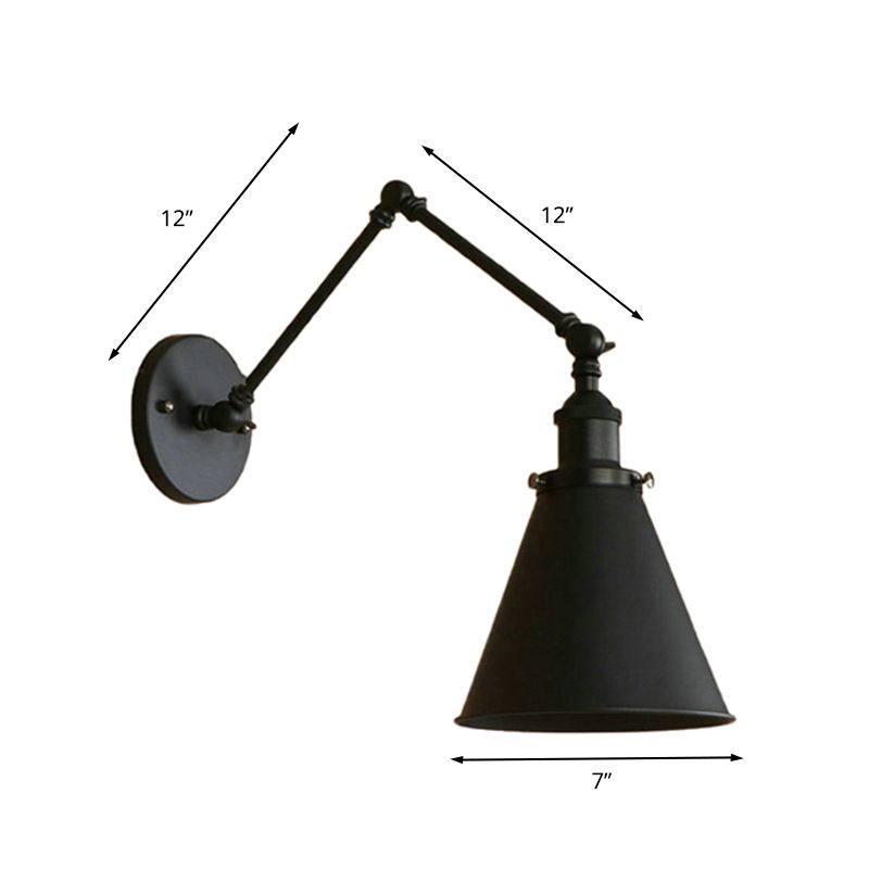 Zynar Vintage Verstelbare Wandlamp, Metaal, Zwart/Roest, Woonkamer