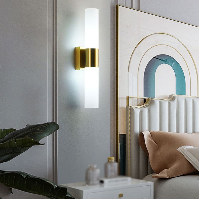 Arisha Moderne Dubbele Koperen Metalen Glazen Wandlamp, Zwart/Goud