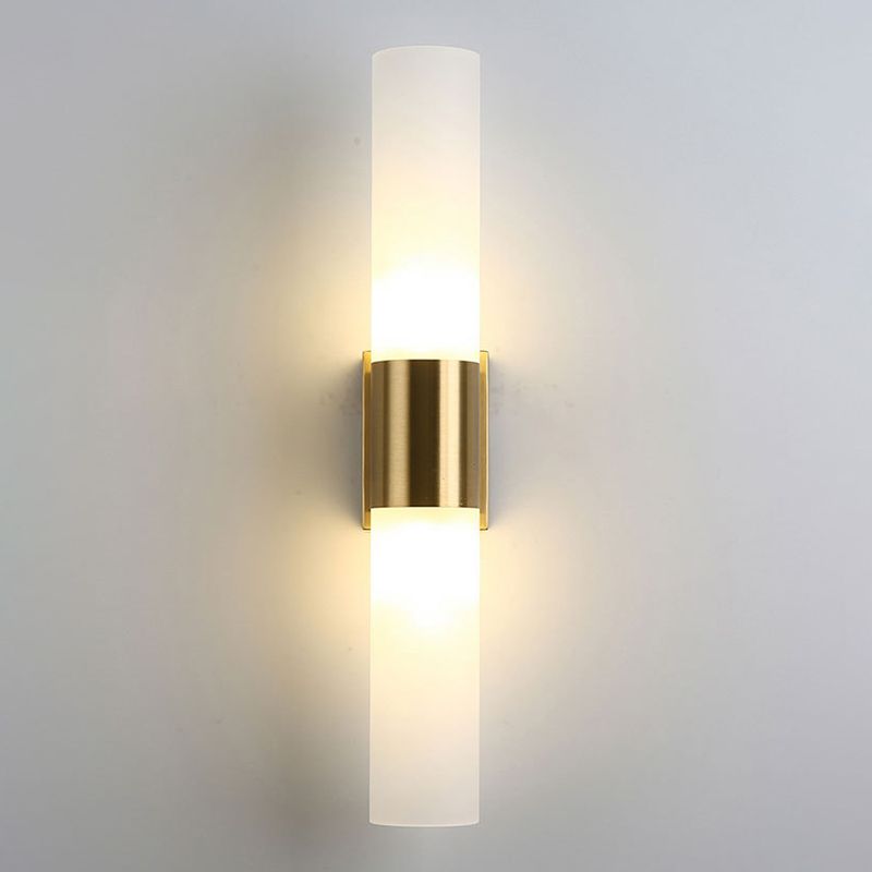 Arisha Moderne Dubbele Koperen Metalen Glazen Wandlamp, Zwart/Goud