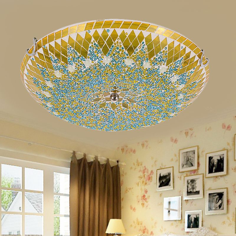 Tiffany Moderne Mediterraanse Glazen Plafondlamp Blauw/Geel/Wit