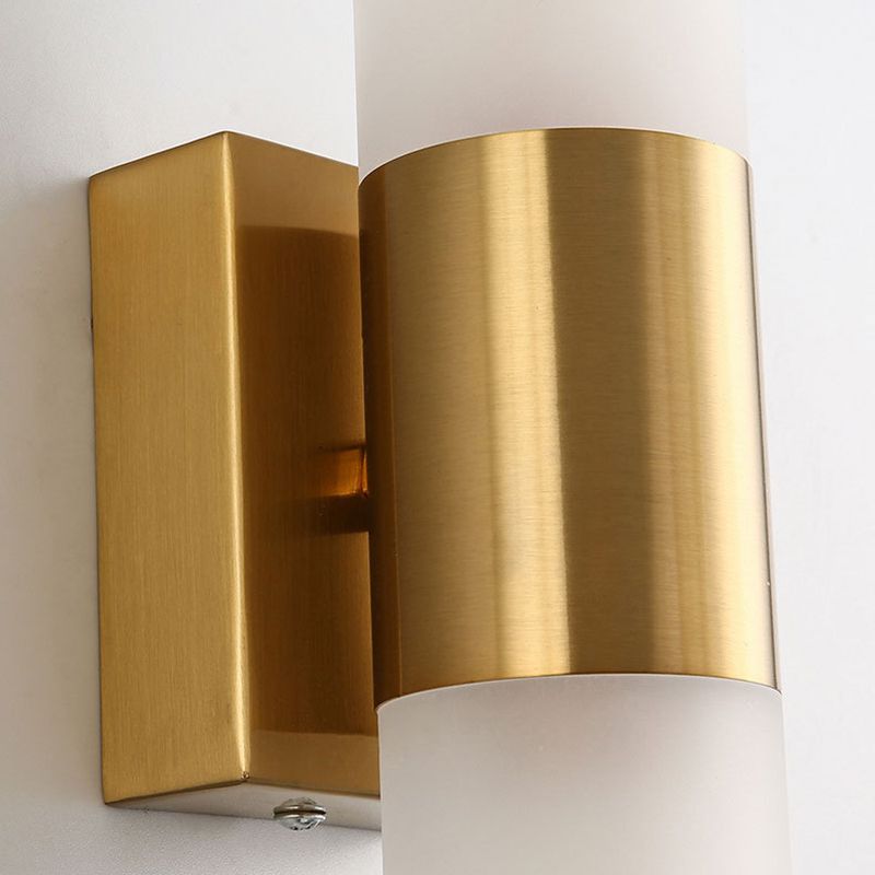Arisha Moderne Dubbele Koperen Metalen Glazen Wandlamp, Zwart/Goud