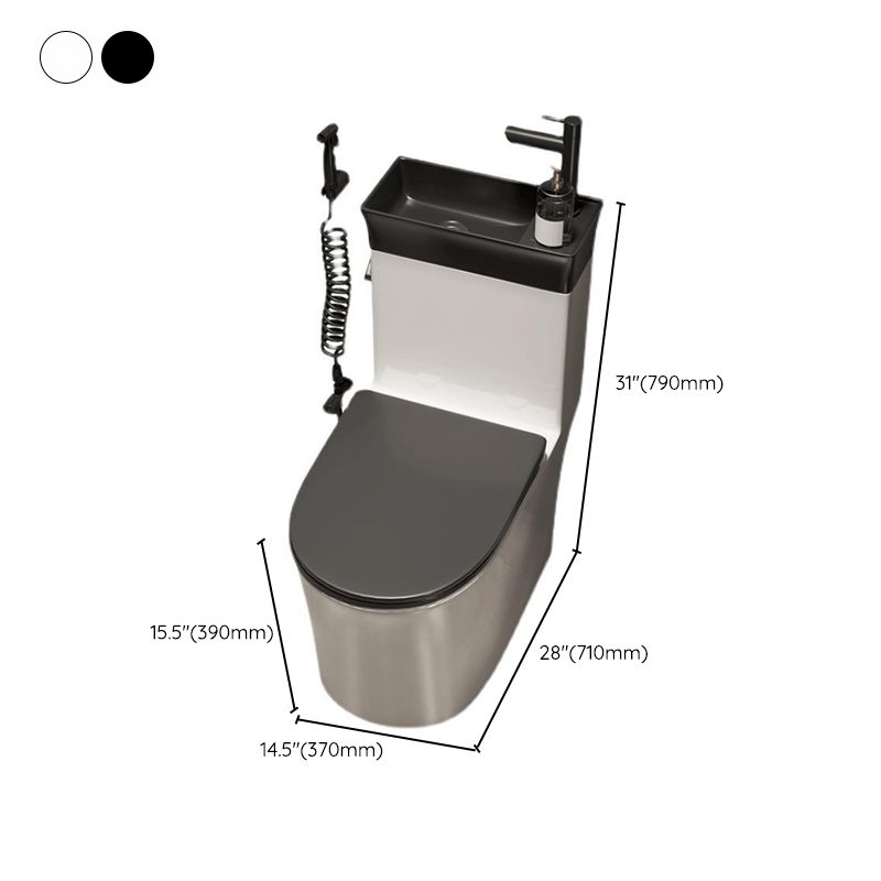 1-Piece Verlengd Spoeltoilet Keramische Toiletpot met Wasbak