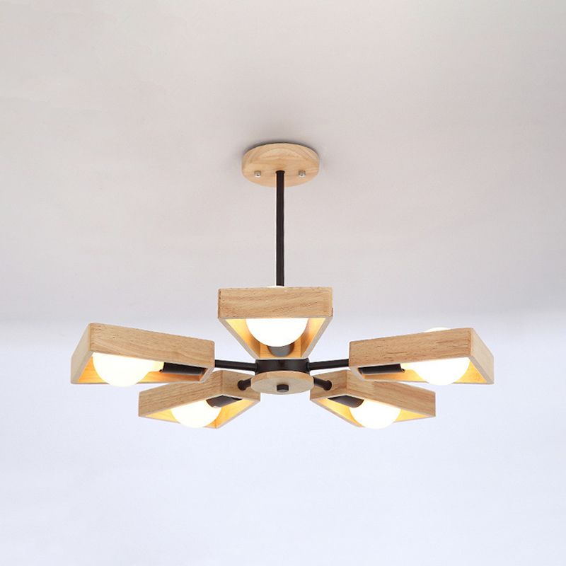 Sputnik Kroonluchter van Hout | Modern Geometrisch Ontwerp