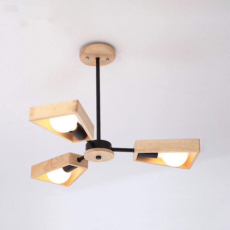 Sputnik Kroonluchter van Hout | Modern Geometrisch Ontwerp
