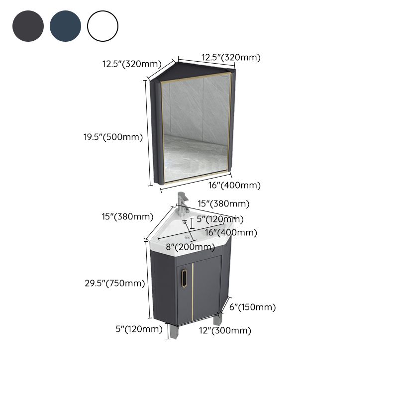 Contemporary Sink Vanity Driehoekige Wandgemonteerde Hoekbadkamermeubel