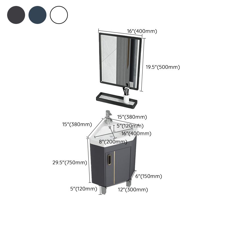 Contemporary Sink Vanity Driehoekige Wandgemonteerde Hoekbadkamermeubel