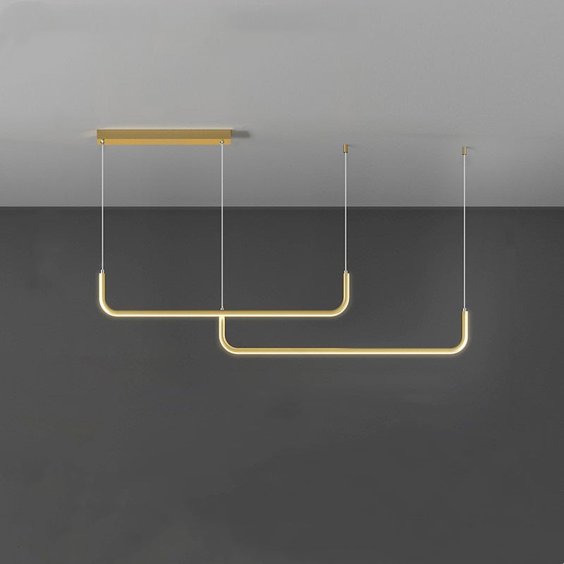 Clen Minimalistische Lineaire Hanglamp Goud/Zwart. Woonkamer