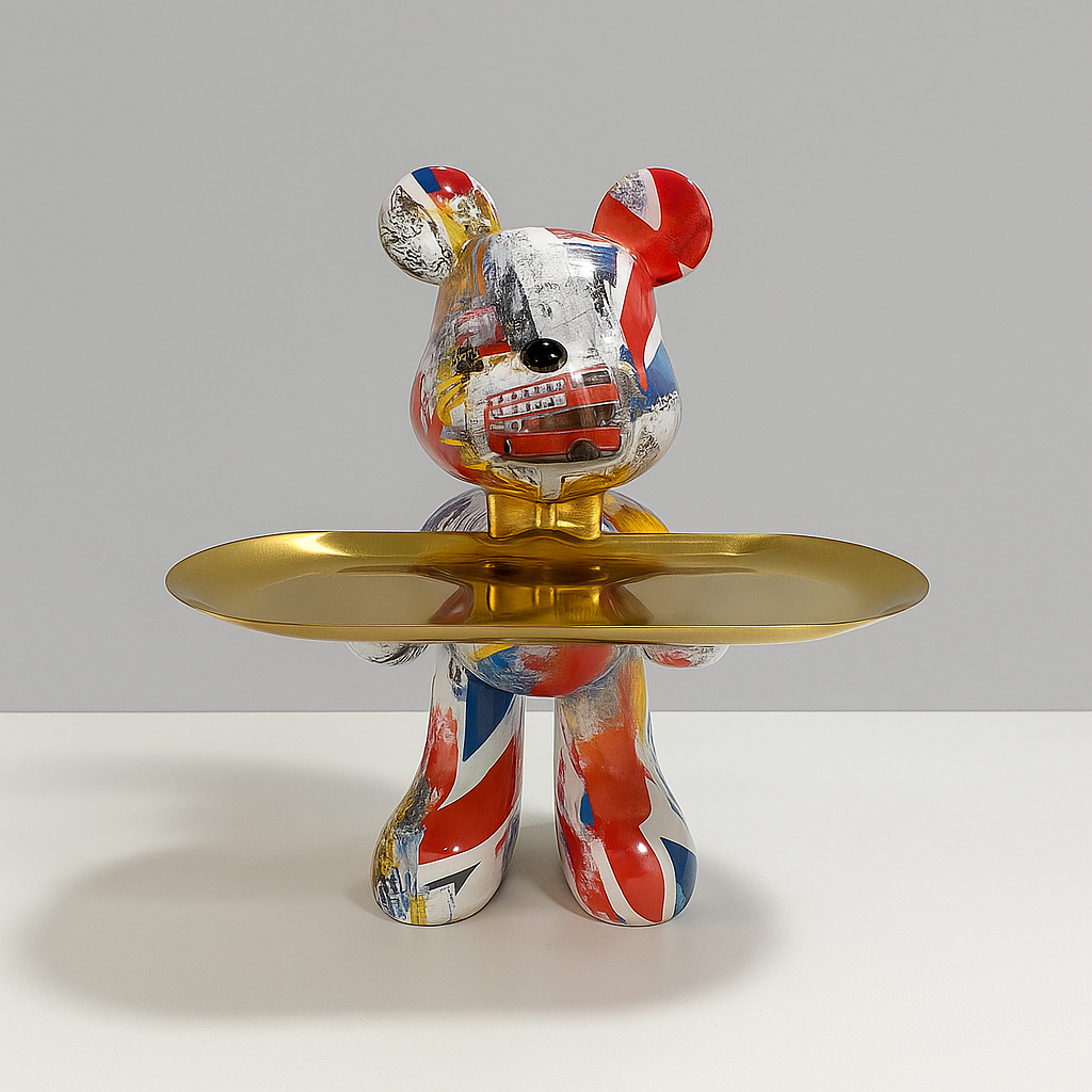 Graffiti Beer Ornament Met Gouden Dienblad Tafelfiguur