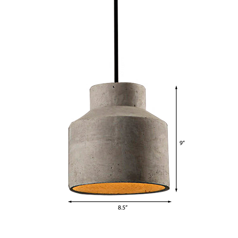 6.5"/8.5"/10.5" Dia Schuur/Cilinder/Dome Cement Hanglamp Industriële 1 Licht Eetkamertafel Plafondlamp met Verstelbare Kabel in Grijs