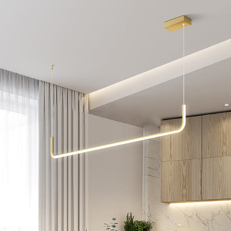 Eenvoudige LED Multi Plafondlamp met Metalen Kap Zwart/Goud Lineaire Hanglamp in Warm/Wit Licht, 35.5"/47" Lang