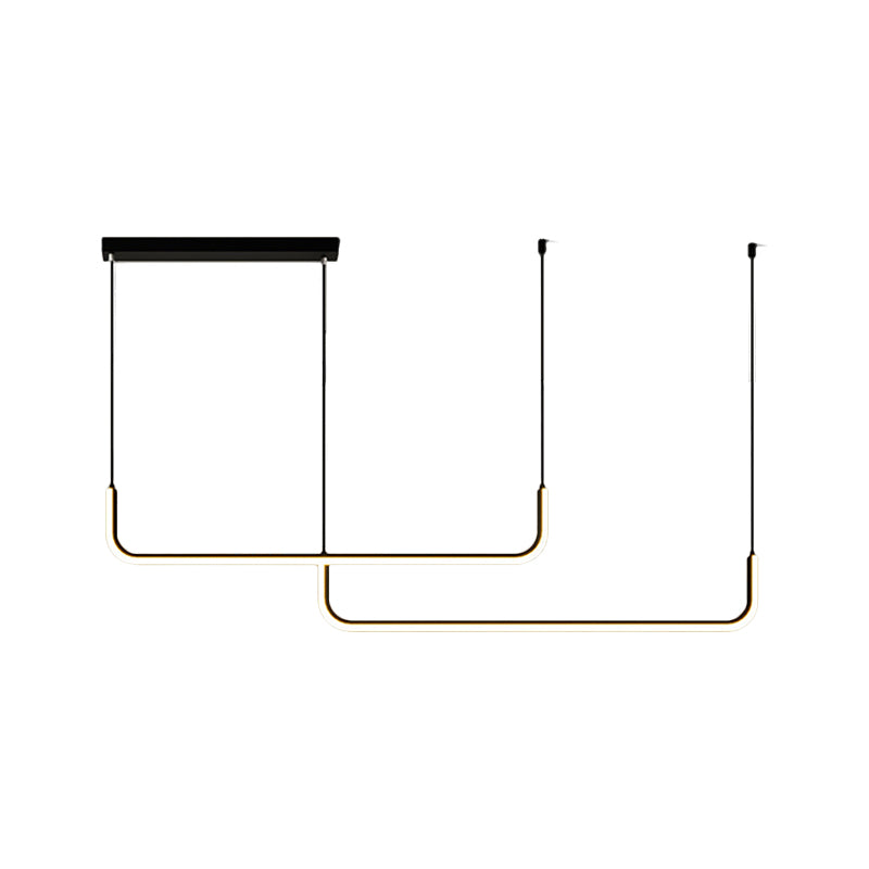 Eenvoudige LED Multi Plafondlamp met Metalen Kap Zwart/Goud Lineaire Hanglamp in Warm/Wit Licht, 35.5"/47" Lang
