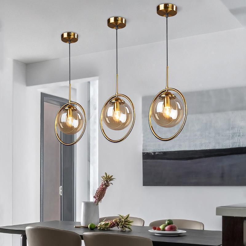 Zoey Glazen Hanglamp met een Metalen Ring