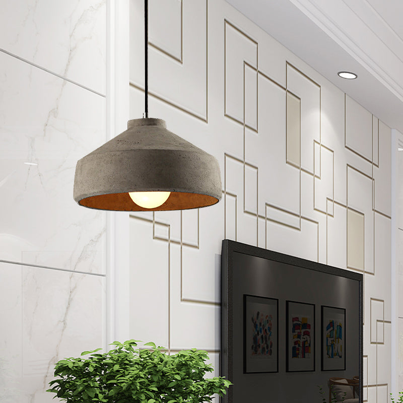6.5"/8.5"/10.5" Dia Schuur/Cilinder/Dome Cement Hanglamp Industriële 1 Licht Eetkamertafel Plafondlamp met Verstelbare Kabel in Grijs